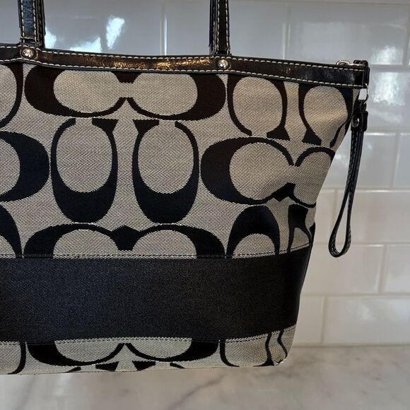 Coach Bag Purse Handbag Y2K Jacquard Signature Logo Stripe Tote Pocketbook - Picture 6 of 16